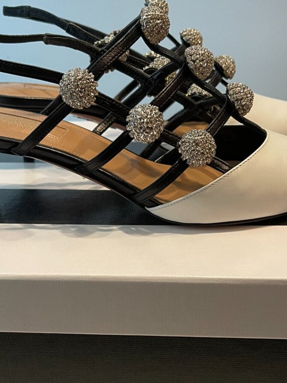 aquazzura disco slingback 45 white and black - Picture 2 of 6
